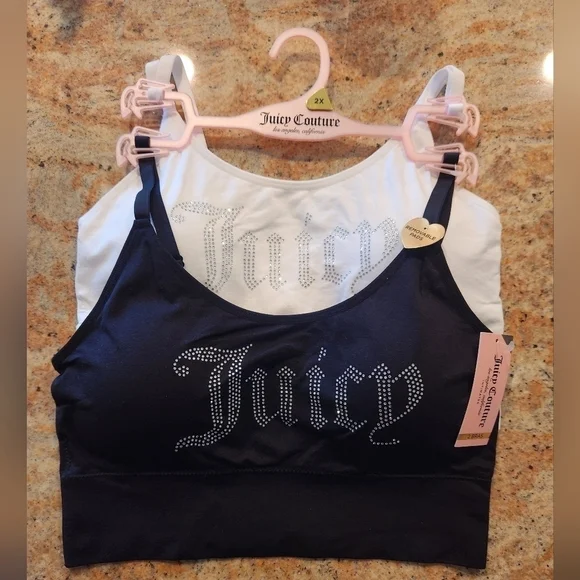 Juicy Couture Intimates Rhinestone Bra, 2 Pack, Black and White, New With Tags - Picture 3 of 9